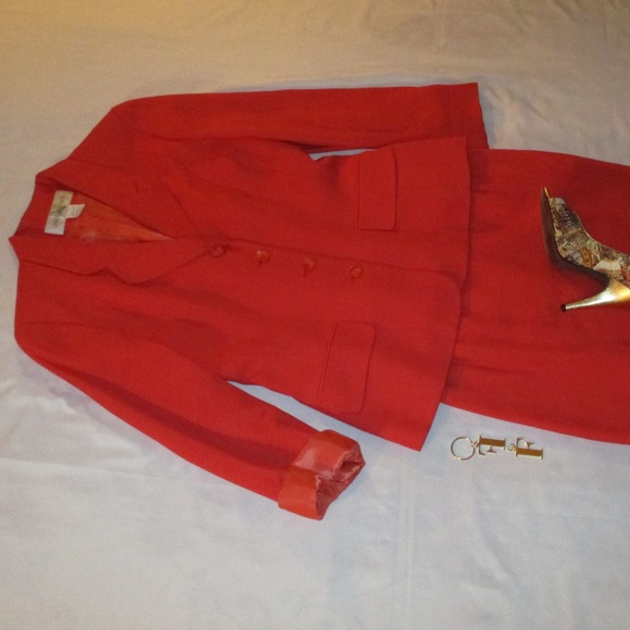 JONES NEW YORK LINED ORANGE SUIT – MINI SKIRT - Picture 7 of 8